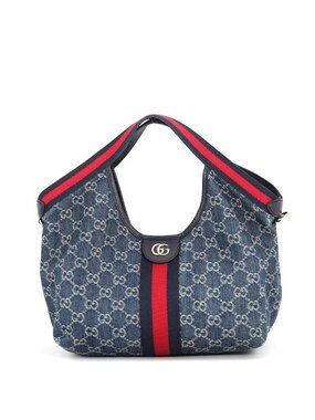 Gucci Tote Bag Giglio GG Denim Small Sherry Line